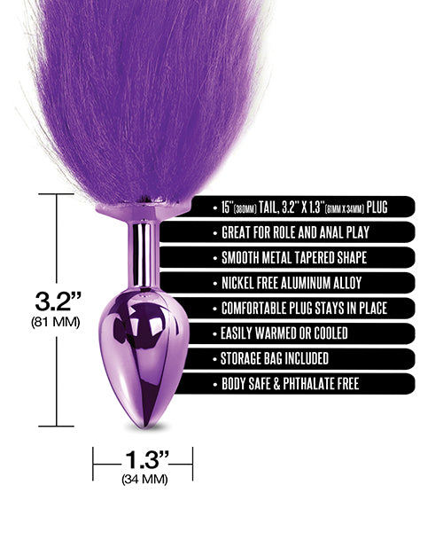 Nixie Metal Butt Plug W-faux Fur Tail - Purple Metallic - LUST Depot