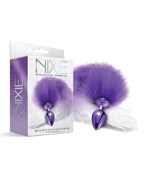 Nixie Metal Butt Plug W-faux Fur Tail - Purple Metallic - LUST Depot