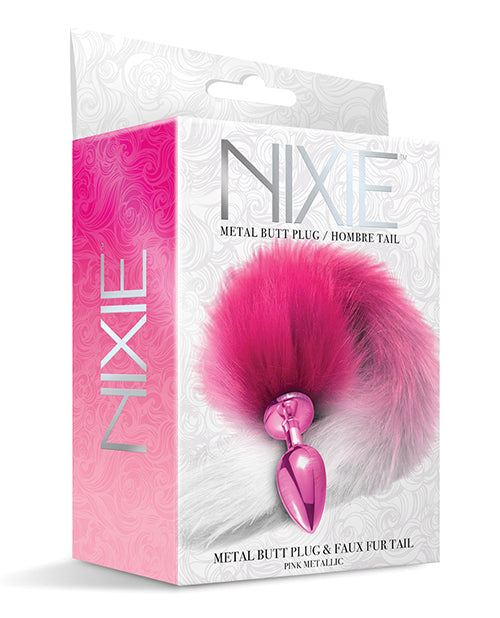 Nixie Metal Butt Plug W-faux Fur Tail - Pink Metallic - LUST Depot