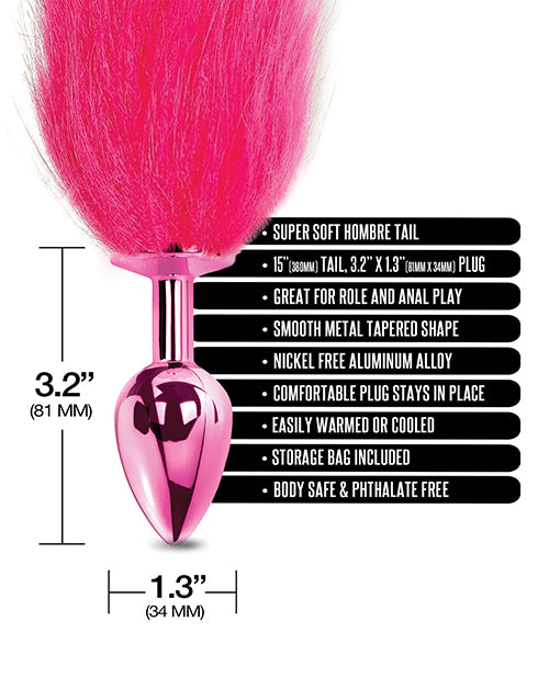 Nixie Metal Butt Plug W-faux Fur Tail - Pink Metallic - LUST Depot