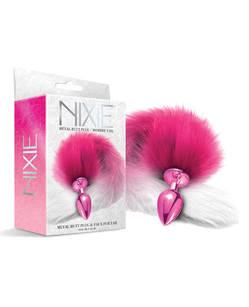 Nixie Metal Butt Plug W-faux Fur Tail - Pink Metallic - LUST Depot