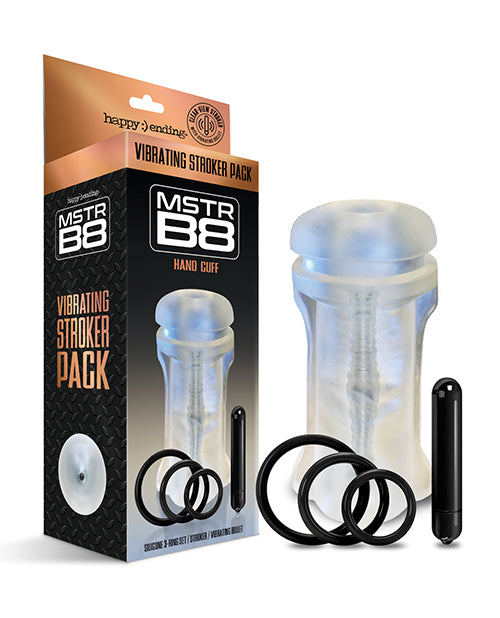 Mstr B8 Vibrating Stroker Pack  Hand Cuff - Kit Of 5 Clear - LUST Depot