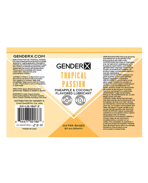 Gender X Flavored Lube - 2 Oz Tropical Passion - LUST Depot