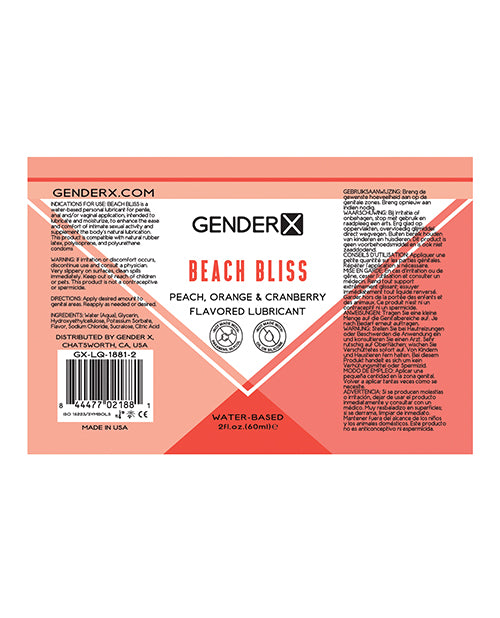 Gender X Flavored Lube - 2 Oz Beach Bliss - LUST Depot