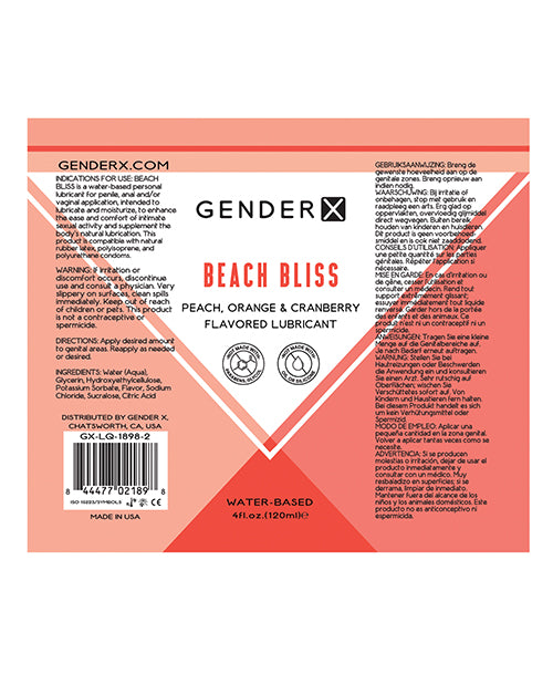 Gender X Flavored Lube - 4 Oz Beach Bliss - LUST Depot