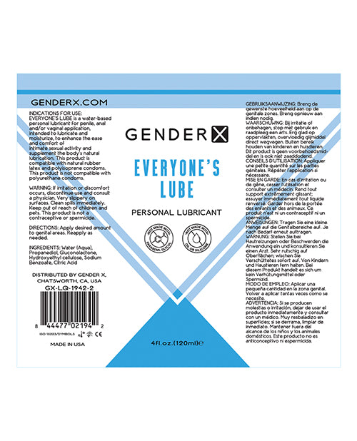 Gender X Flavored Lube - 4 Oz Everyone's - LUST Depot