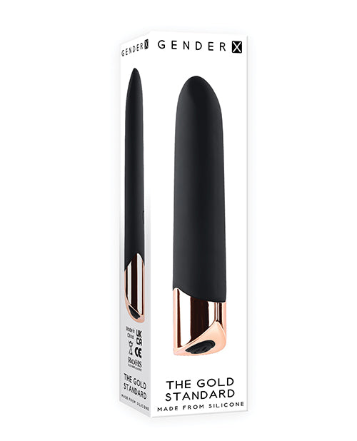 Gender X The Gold Standard Rechargeable Silicone Bullet - Black-rose Gold - LUST Depot