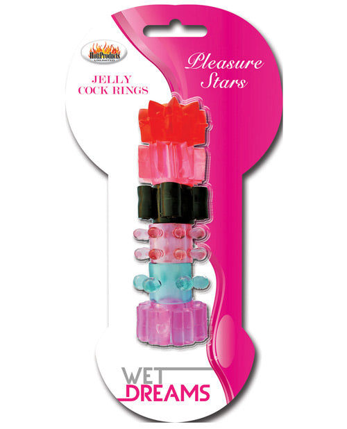 Wet Dreams Pleasure Stars Jelly Cock Rings (6 Pack) - LUST Depot