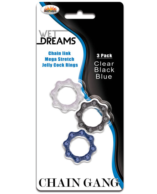 Wet Dreams Chain Gang Cock Rings - Asst. Pack Of 3 - LUST Depot