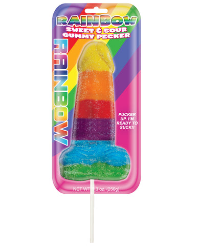 Rainbow Sweet & Sour Jumbo Gummy Cock Pop