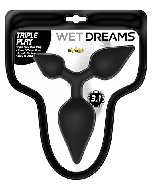 Wet Dreams Triple Play Anal Plug - Black - LUST Depot