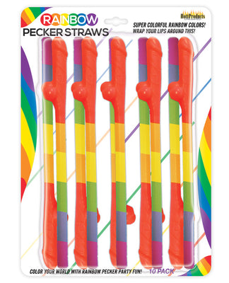 Rainbow Pecker Straws Pack Of 10