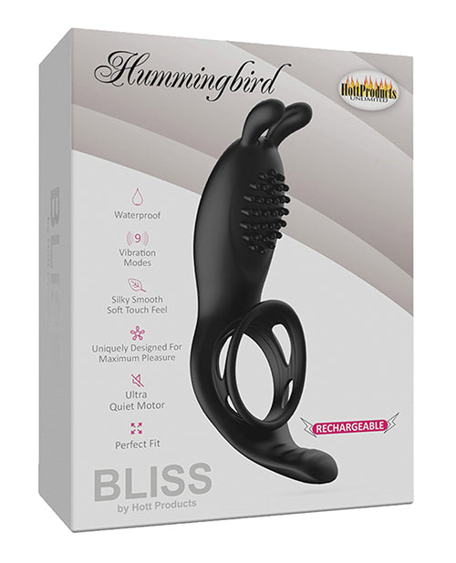 Bliss Hummingbird Vibrating Cock Ring - Black - LUST Depot