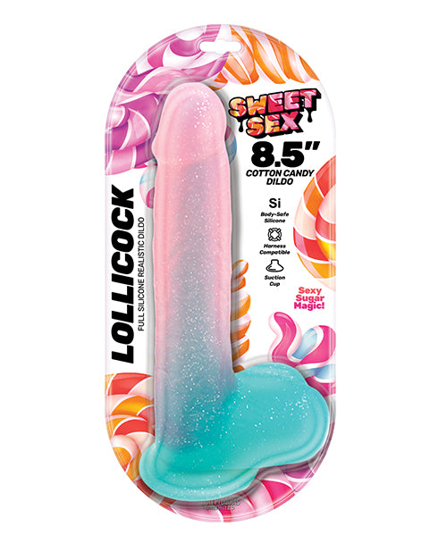 Sweet Sex 8.5" Lollicock Cotton Candy Dildo - Multi Color - LUST Depot