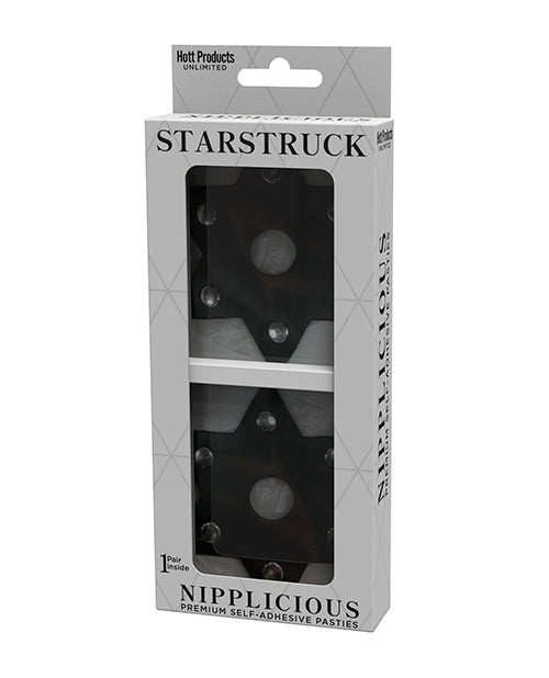 Nipplicious Starstruck  Leather Pasties W-studs & Nipple Hole - Black - LUST Depot