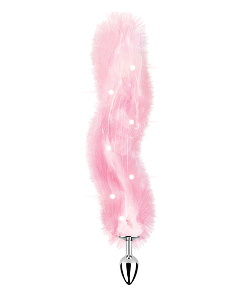 Foxy Tail Light Up Faux Fur Butt Plug - Pink - LUST Depot