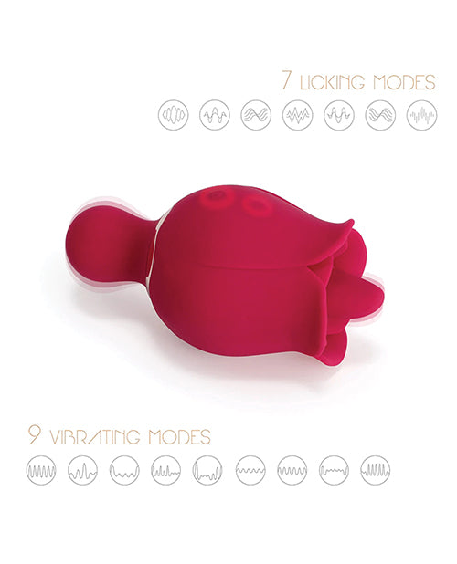 Sylvia Tongue Licking Rose Vibrator - Red - LUST Depot