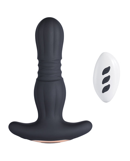 Agas Thrusting Butt Plug W- Remote Control - Black - LUST Depot