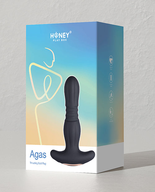 Agas Thrusting Butt Plug W- Remote Control - Black - LUST Depot