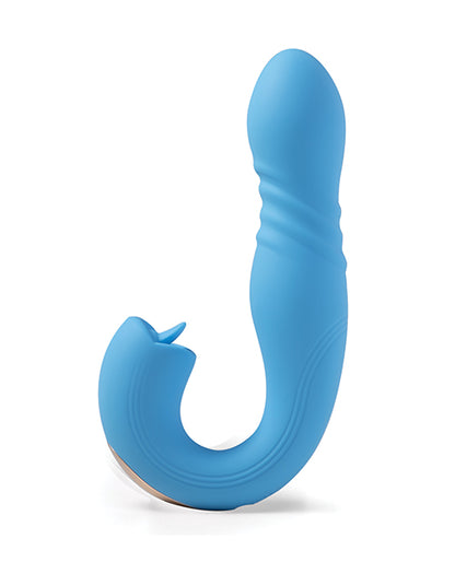 Joi App Controlled Thrusting G-spot Vibrator & Clit Licker - Blue - LUST Depot