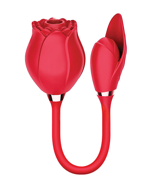 Wild Rose Rechargeable Silicone Suction & Bullet Vibrator - Red - LUST Depot