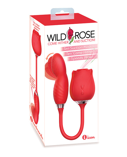 Wild Rose Suction & Come Hither Vibrator - Red - LUST Depot