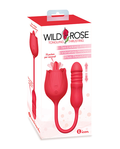 Wild Rose Licking & Thrusting Vibrator - Red - LUST Depot