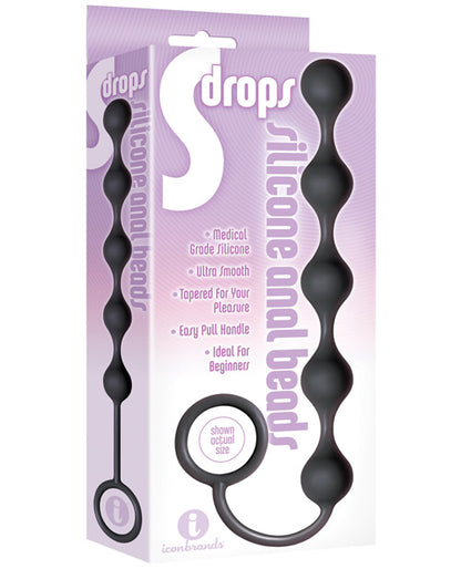 The 9's S Drops Silicone Anal Beads - Black - LUST Depot