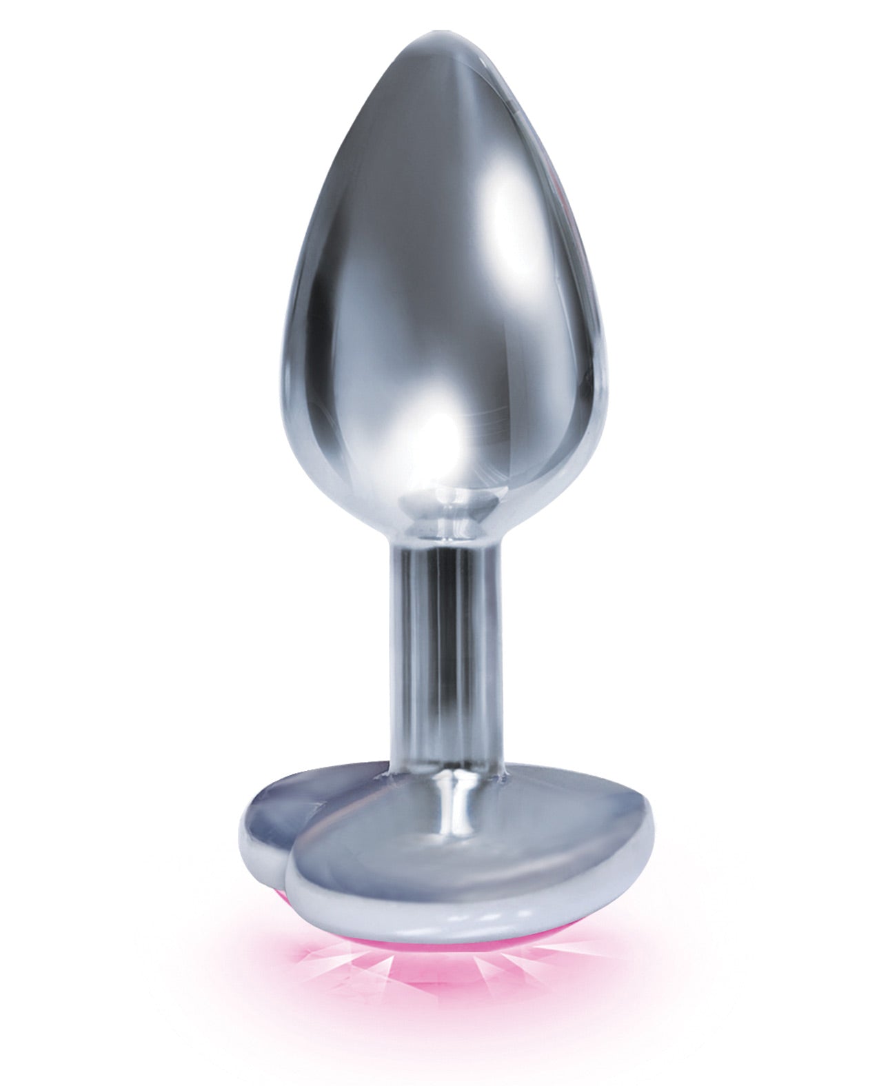 The 9's The Silver Starter Bejeweled Heart Stainless Steel Plug - Pink - LUST Depot