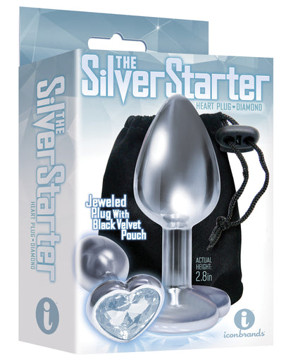 The 9's The Silver Starter Bejeweled Heart Stainless Steel Plug - Diamond - LUST Depot