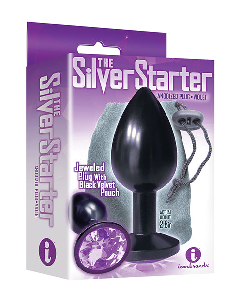 The 9's The Silver Starter Bejeweled Round Stainless Steel Plug - Black/violet - LUST Depot