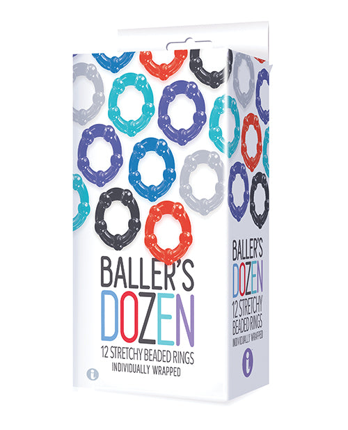 The 9's Baller's Dozen Beaded 12pc Cockring Set - Asst. Colors - LUST Depot