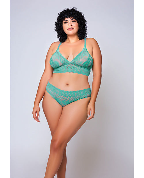 Geometric Lace Bralette & Hipster Teal 2x - LUST Depot