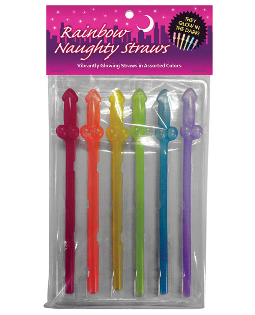 Naughty Glow In The Dark Rainbow Straws - Pack Of 6 - LUST Depot