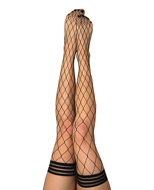 Kix'ies Michelle Large Fishnet Thigh High Black A - LUST Depot