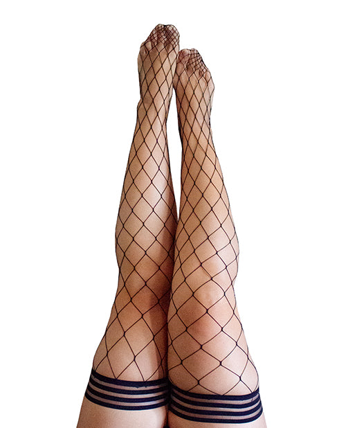 Kix'ies Michelle Large Fishnet Thigh High Black D - LUST Depot