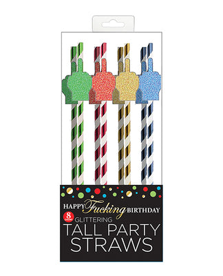 Happy Fucking Birthday Tall Straws - Pack Of 8