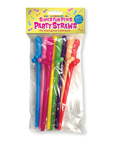 Super Fun Penis Multicolor Party Straws - Pack Of 8