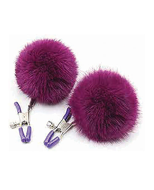 Sexy Af Nipple Clamps - Purple Puff Ball - LUST Depot