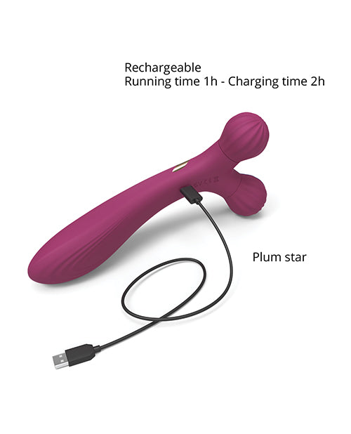 Love To Love Fireball Forked Vibrator - Plum Star - LUST Depot