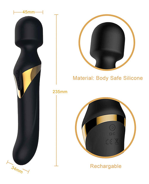 Dorcel Dual Orgasms Wand Vibrator - Black-gold - LUST Depot