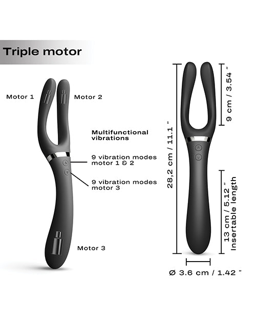 Dorcel Infinite Joy Bendable Forked Vibrator - Black - LUST Depot