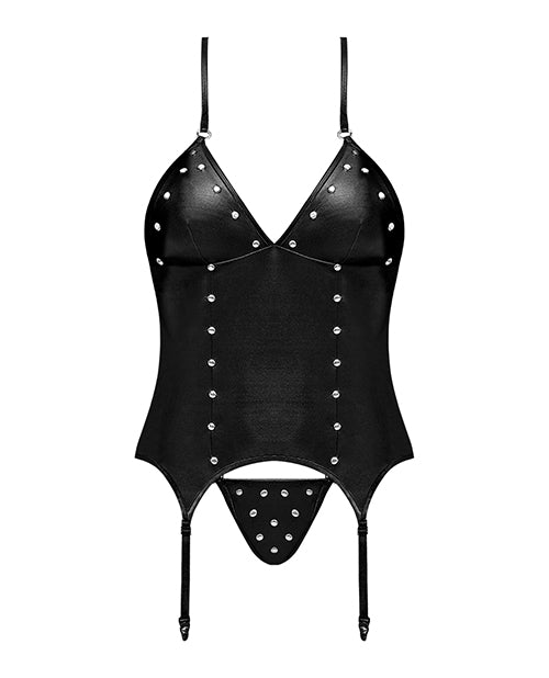 Lust Madame Corset W-metal Garters & G-string Black S-m - LUST Depot