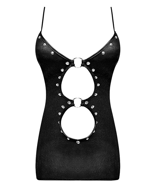 Lust Selene Keyhole Front Dress W-zipper Back & G-string Black L-xl - LUST Depot