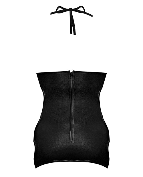 Lust Selene Keyhole Front Dress W-zipper Back & G-string Black L-xl - LUST Depot