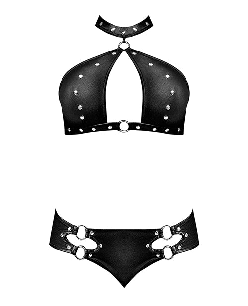 Lust Juno Top W-velcro Choker Neck & Mini Short Black  L-xl - LUST Depot