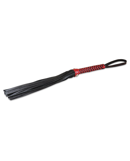 Sultra 16" Lambskin Flogger Classic Weave Grip - Black W-red Woven Handle - LUST Depot