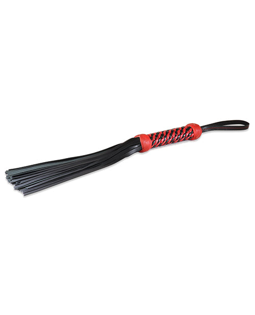 Sultra 16" Lambskin Twisted Grip Flogger - Black W-red Woven Handle - LUST Depot