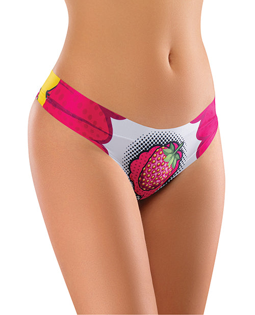 Mememe Intrigue Kissberry Printed Thong Lg - LUST Depot