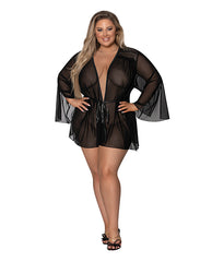 Modern Romance Flowing Short Robe Black 2x